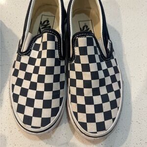 Vans Navy and White Checkered Slip-On Sneakers